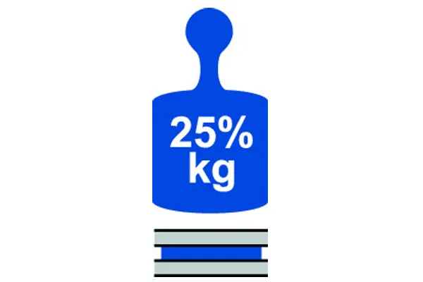 Accuride 25-kg-Symbol als Kennzeichnung für die Eignung zur Flachmontage im Produktdatenblatt