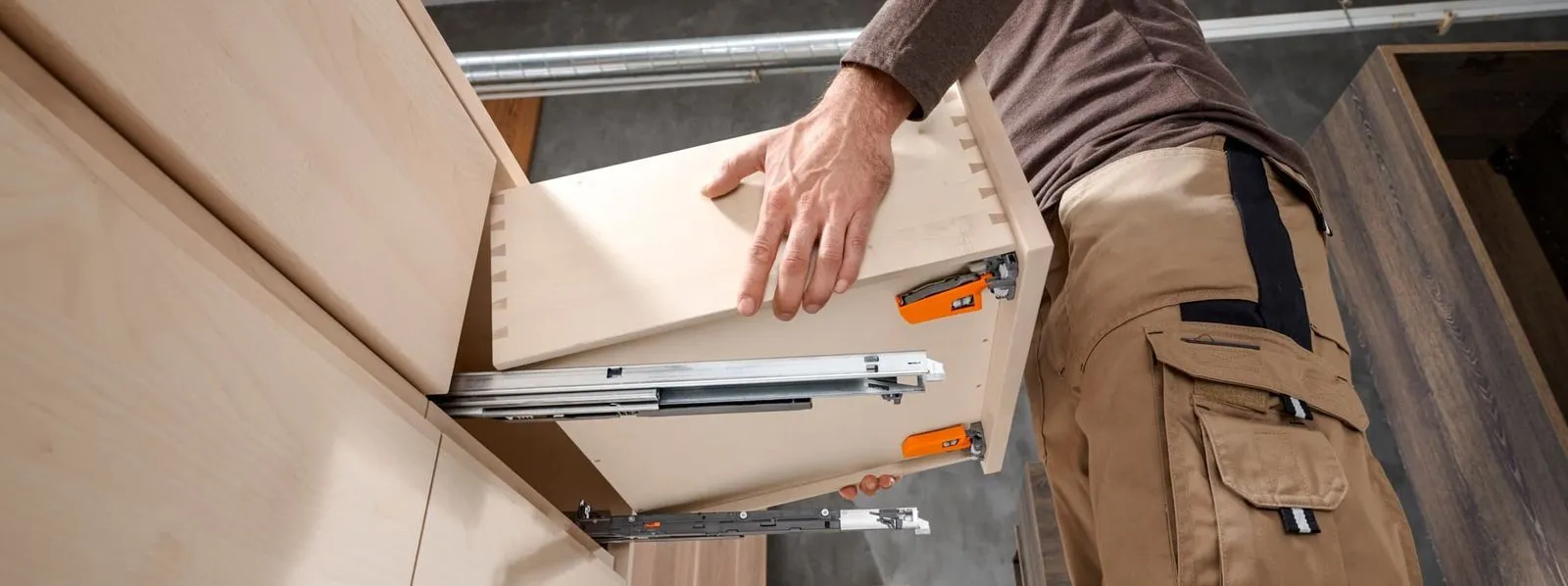 MOVENTO-Holzschublade in der Montage-Ansicht, Blum-Übersichtsbild