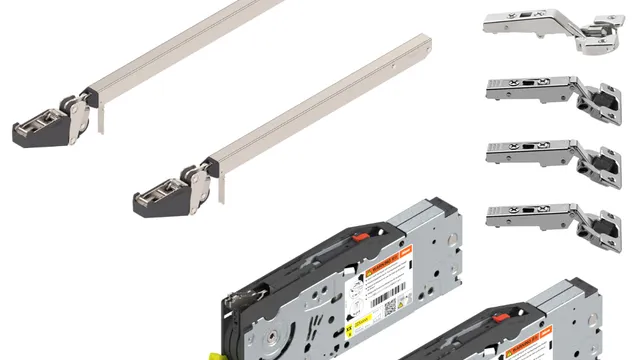 Blum AVENTOS HF top Set mit zwei Kraftspeichern, zwei Teleskophebeln, Scharnieren, Montageplatten und Schrauben