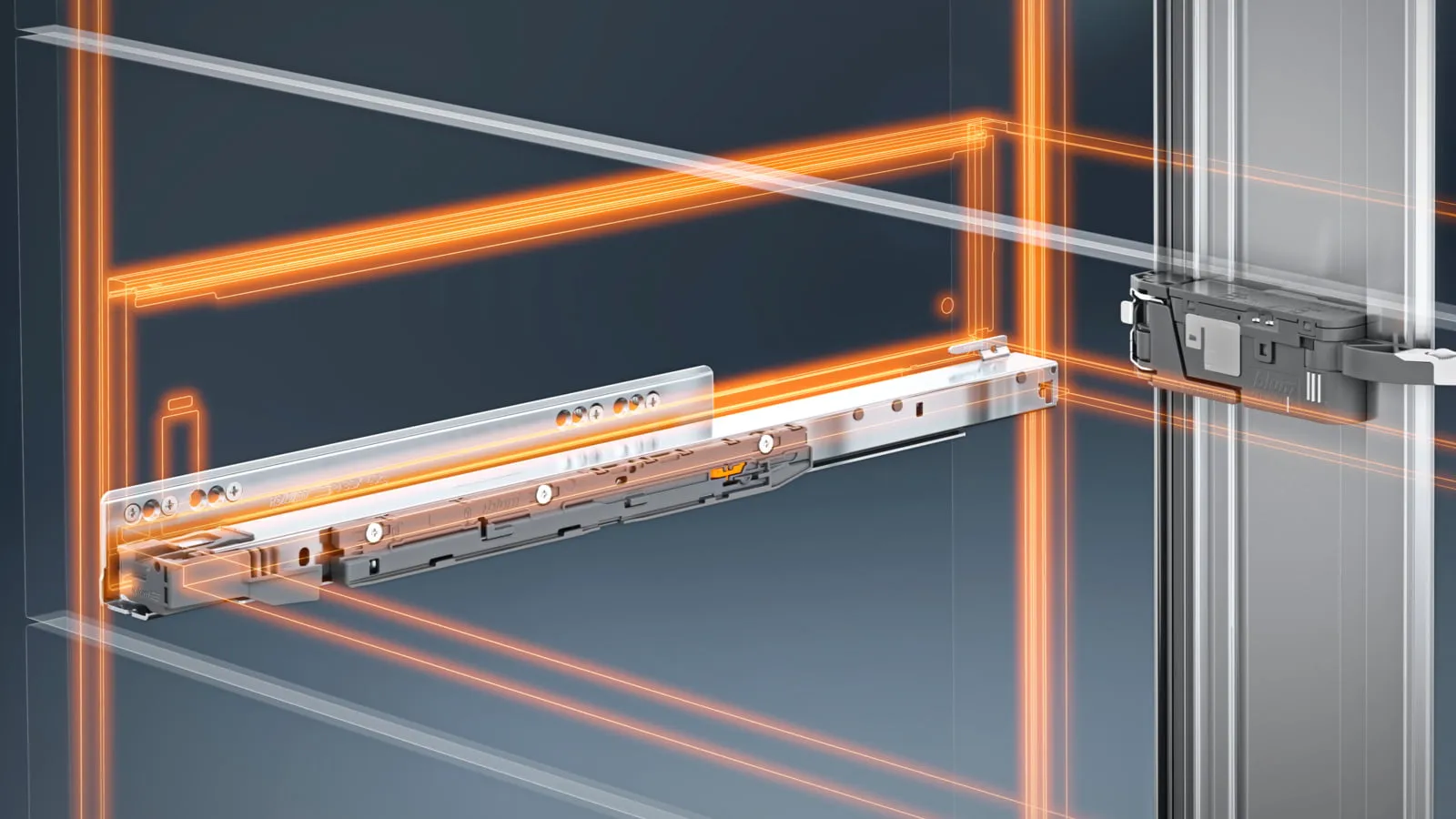 BLUMOTION S, Blum-Führungsschiene mit integrierter Dämpfung