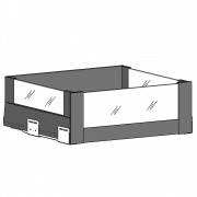 Merivobox Innenlade E Boxcover, Vorderstück Glas hoch NL 350 | KB 600 außen/564 innen | oriongrau