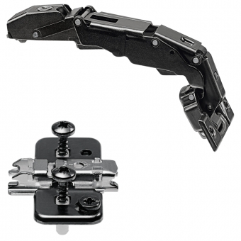 CLIP top Blumotion 155 Grad Scharnier Eckanschlag, onyxschwarz 71B7550 gerade, Schraube / Feder + Platte 174H7100E