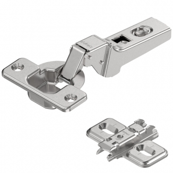Blum Scharnier 71M2650, 100 Grad Mittelanschlag 71M2650 + Kreuzplatte 173L6100: alte Platte 8,5 mm hoch, Befestigung 37 mm