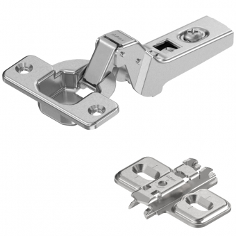 Blum Scharnier 71M2750, 100 Grad Innenanschlag 71M2750 + Kreuzplatte 173L6100: alte Platte 8,5 mm hoch, Befestigung 37 mm