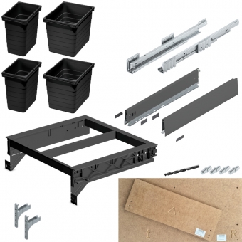 Hängerahmen-Set ninka/Merivobox, passend für 18er Seiten 126-Komplettset für 18 mm, KB 600 mm - 2x8l + 2x17l