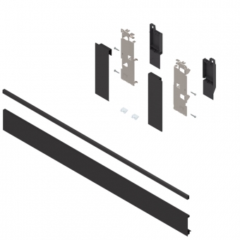 Legrabox Vorderstück Set für Innenlade, mit Zuschnitt C (176.8 mm) | carbonschwarz | Breite 300-400 mm