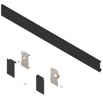 Legrabox Vorderstück Set für Innenlade, mit Zuschnitt M (90,5 mm) | carbonschwarz | Breite 900-1000 mm