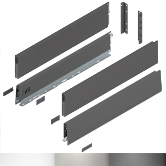 Merivobox Frontauszug E mit BOXCAP Bausatz Länge/Tiefe 500 mm | seidenweiß | zum Schrauben