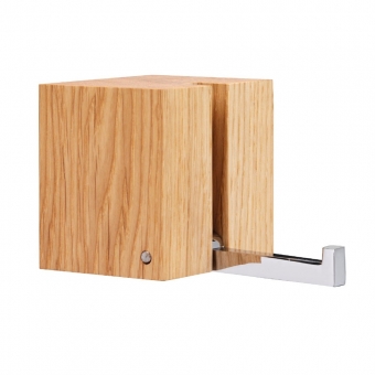 Kleiderhaken Holz Eiche geölt / Edelst. verchromt poliert Ancora Eiche geölt - 63x100 mm
