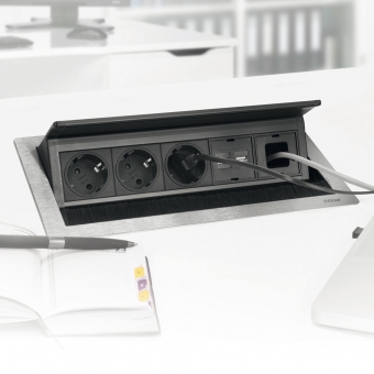 Evoline Fliptop Steckdosenleiste Edelstahl 