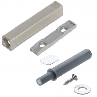 TIP-ON 956.1004 Set für Tür kurz + Platte, grau / nickel Tip On Tür 10x50 + Adapterpl. 20/17, R736/NI-L