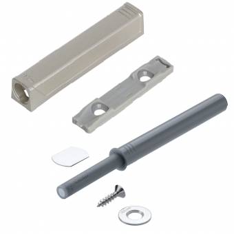 TIP-ON 956A1201 Set für Tür lang + Platte, grau / nickel Tip On Tür 10x76 + Adapterpl. 20/32, R736/NI-L