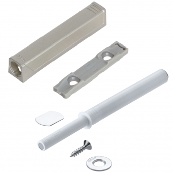 TIP-ON 956A1201 Set für Tür lang + Platte, weiß / nickel Tip On Tür 10x76 + Adapterpl. 20/32, SW/NI-L