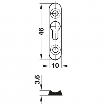 Linsenkopfplatte H 46 mm für Ø 3 mm Linsenkopf blank 10 x 46 x 4 mm