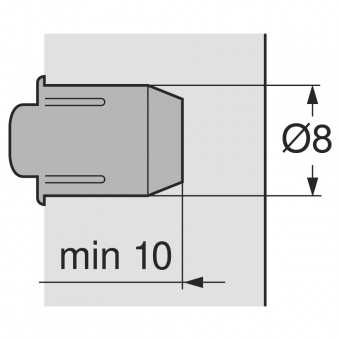Anschlagpuffer zum Einbohren Ø 8 mm Anschlagpuffer zum Eindrücken 