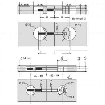 Plattenverbinder für Plattenstärken von 3-5 mm / 5-8 mm