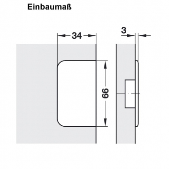 Türscharnier 150° für Eckschrank-Falttür 66 x 34 x 3 mm