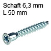Senkkopf mit Kreutzschlitz, Schaft Ø 6,3 x L 50 mm Schraube Confirmat PZ verz. 6,3 x 50 mm