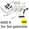 LED Unterbauleuchte Six Big, 3er Set Aluminium edelst. NW 3er Set Alu mit TOUCH, gebürstet - 3x4W - neutralweiß - inkl. 12 Vdc 15W