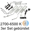 LED Unterbauleuchte Six Big, 3er Set Aluminium edelst. E 3er Set Alu mit TOUCH, gebürstet - 3x4W - Emotion - inkl. 12 Vdc 15W