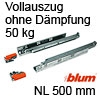 TANDEM Vollauszug 50 kg NL 500 mm - ohne Dämpfung 566H5000C01 Schienen 500 mm