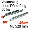 TANDEM Vollauszug 50 kg NL 520 mm - ohne Dämpfung 566H5200C01 Schienen 520 mm