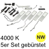 LED Unterbauleuchte Six Big, 5er Set Aluminium edelst. NW 5er Set Alu mit TOUCH, gebürstet - 5x4W - neutralweiß - inkl. 12 Vdc 20W