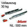 500 mm Blum Tandem Vollauszug 30 kg 560H5000C ohne Dämpfung 500 mm
