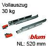 520 mm Blum Tandem Vollauszug 30 kg 560H5200C ohne Dämfung 520 mm