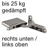 Einlass-Scharnier mit Dämpfung, verdeckt Ankor DS-19/27, vernickelt - rechts unten/links oben
