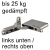 Einlass-Scharnier mit Dämpfung, verdeckt Ankor DS-19/27, vernickelt - links unten/rechts oben