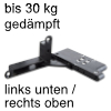 Einlass-Scharnier mit Dämpfung, verdeckt Ankor DS-30, schwarz - links unten/rechts oben