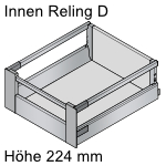 Tandembox antaro Innenauszug Höhe D mit Reling, hellgrau 
