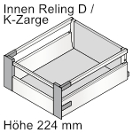 antaro Innenauszug D mit Reling / K-Zarge, seidenweiß 