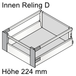 Tandembox antaro Innenauszug Höhe D mit Reling, seidenweiß 