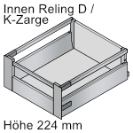 antaro Innenauszug D mit Reling / K-Zarge, hellgrau 
