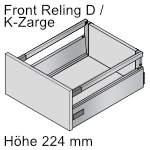 TBX antaro Frontauszug D mit Reling (K-Zarge), hellgrau 