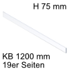 ZE4L1058G niedriges Einschubelement vorne, KB 1200 mm Merivobox Klarglas vorne H 75 mm / L 1058 mm