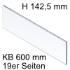 ZE4H458G hohes Einschubelement vorne, KB 600 mm Merivobox Klarglas vorne H 142,5 mm / L 458 mm