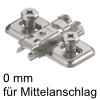 Blum CLIP top Kreuzmontageplatte 173L8100.21, Zwillingsanschlag, Distanz 0 mm mit Sondersystemschrauben - Distanz 0 mm - für Mittelanschlag