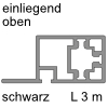 CADRO Oberprofil für einliegende Schiebetür Alu-Profil 12,5+26,3x18x3000 mm, einliegend - oben - schwarz matt