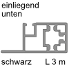 CADRO Unterprofil für einliegende Schiebetür Alu-Profil 12,5+26,3x18x3000 mm, einliegend - unten - schwarz matt