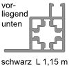 CADRO Unterprofil für vorliegende Schiebetür Alu-Profil 12,5+18x18+7x1150 mm, vorliegend - unten - schwarz matt