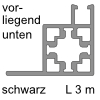 CADRO Unterprofil für vorliegende Schiebetür Alu-Profil 12,5+18x18+7x3000 mm, vorliegend - unten - schwarz matt