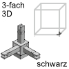 CADRO Basis-Verbindungsknoten mit Höhenverstellung Knoten mit Stellfuß 3-fach 3D, schwarz matt