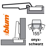 CLIP top 0-Einsprungscharnier 155 Grad Eckanschlag, onyxschwarz 