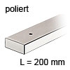 Edelstahl-Möbelfuß poliert L 200 mm Möbelfuß Edelst. poliert 200 mm