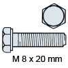 Sechskantschraube Stahl, verzinkt - M 8 x 20 mm DIN 933 Schraube o. Schaft M 8/20