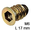 Eindrehmuffe gelb chromatiert für M6 L 17 mm Ø 8 mm Eindrehmuffe g. chrom. M6 L 17 Ø 8