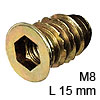 Eindrehmuffe gelb chromatiert für M8 L 15 mm Ø 10 mm Eindrehmuffe g. chrom. M8 L 15 Ø10